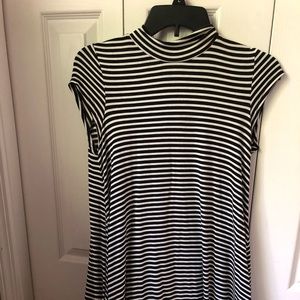 turtleneck stripped flow dress